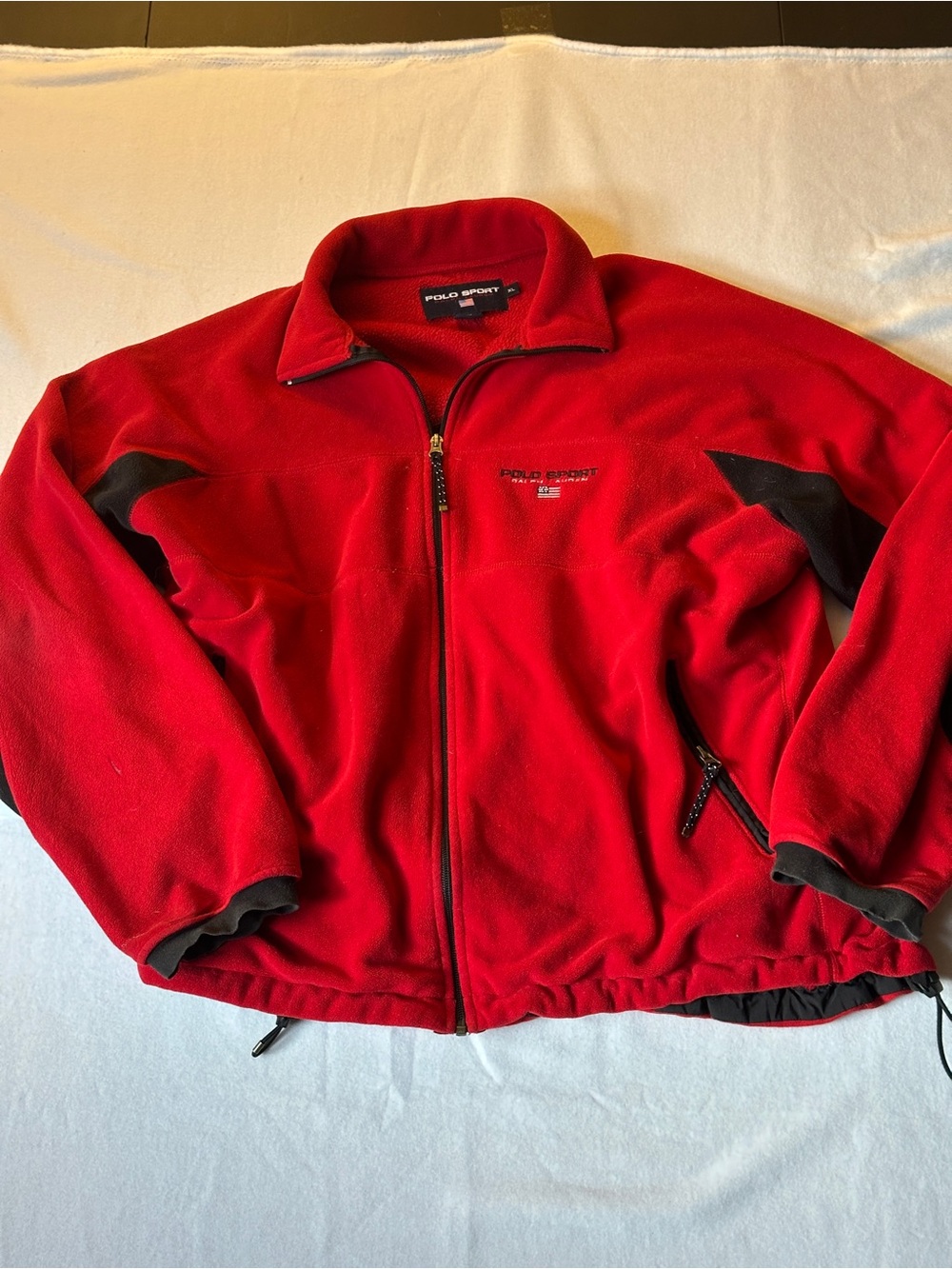 Vintage Polo Sport Ralph Lauren Polartec Fleece Jacket XL Red Black
